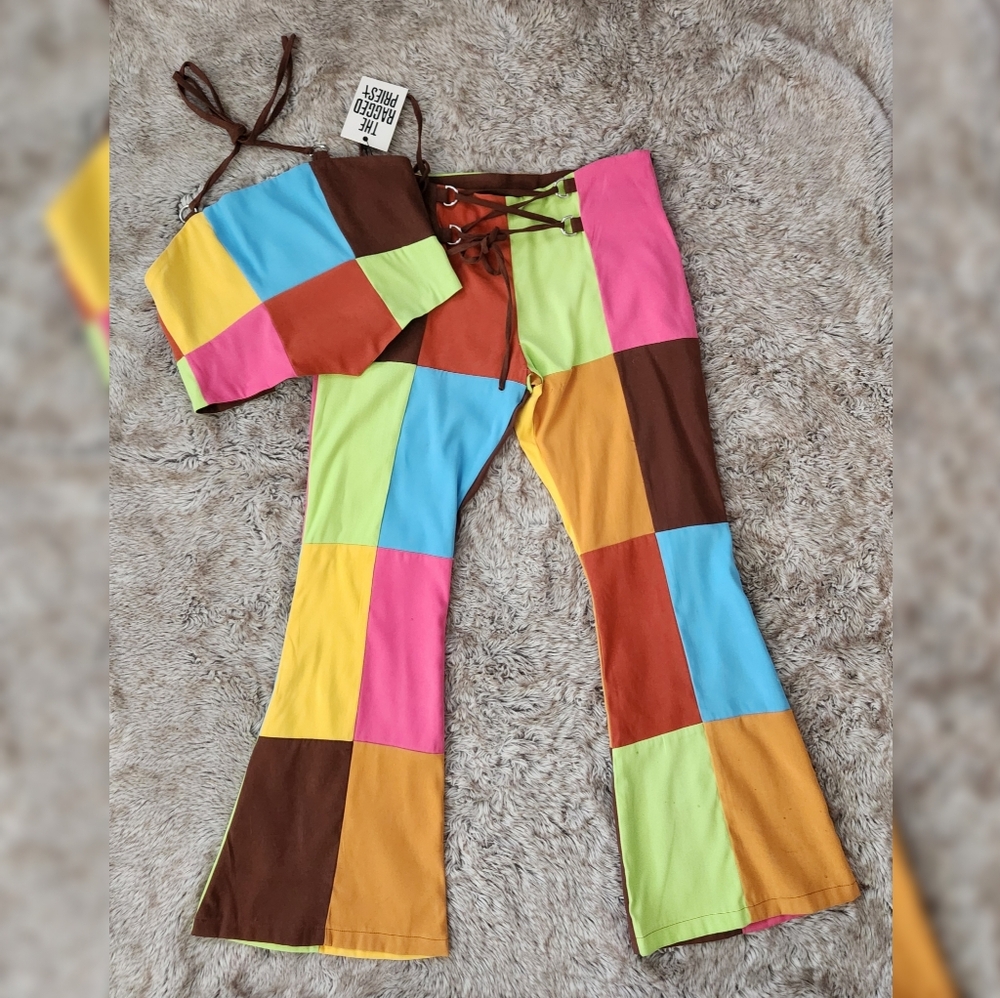The‎ Ragged Priest Nancy Flares Dolls Kill Jackpot Patchwork Flare Pants Size 16